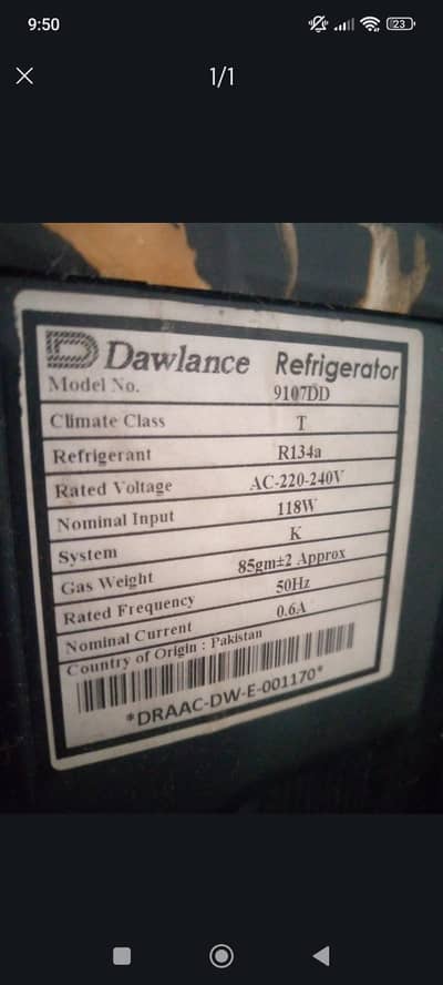 Dawalance refrigerator for Sale