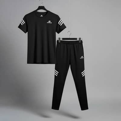 *: Men Black Track Suit with Stripes Gym Sportswear