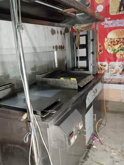 burger counter and fryer
