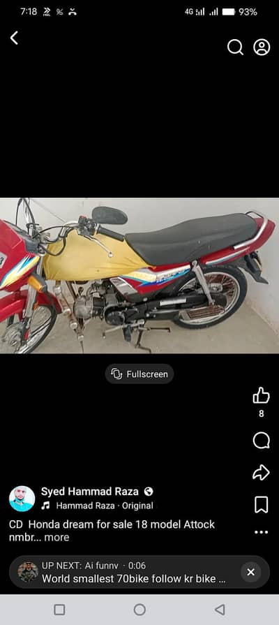 CD 70 dream Honda  sale and exchang Attock city