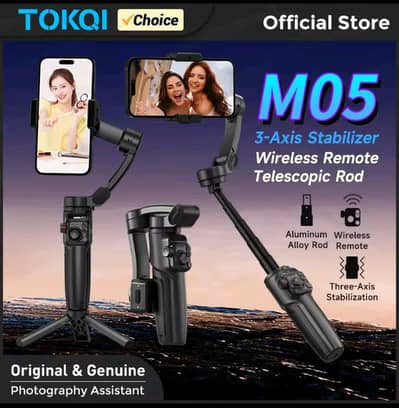 TOKQI M05 3 AXIS GIMBAL ( WITH FILL LIGHT AND AI TRACKER CAMERA)