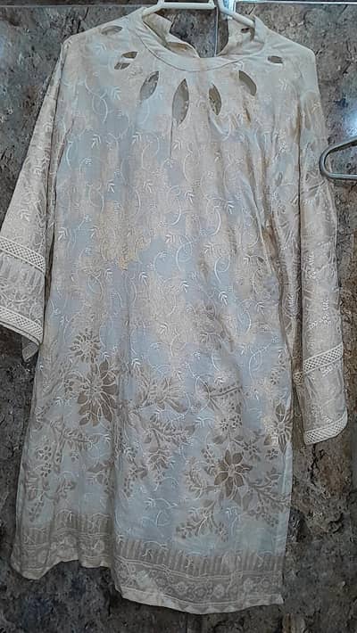 3 piece embroidered with organza mirror work fancy dupatta