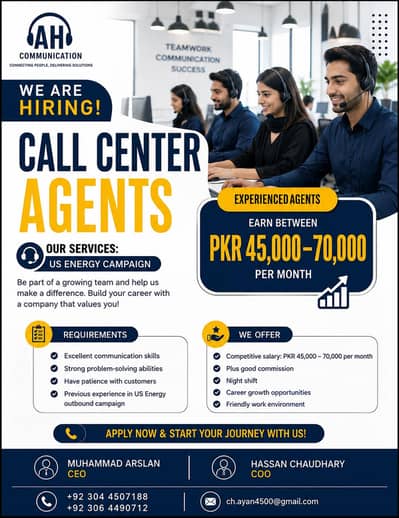 join us  we need experience and freshie agents for deregulated energy