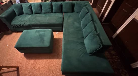 King size Mattress+bed. L-Shape Sofa Set. AC. TV. Side table.