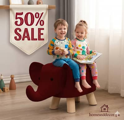 Kids Elephant Velvet Stool