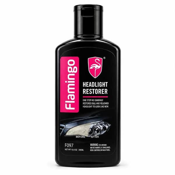 Flamingo Headlight Restorer for Cars – Restore Faded, Yellowed Headlights | Polish & Clean Lenses | Car Headlight Cleaner -300ML-