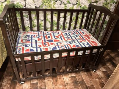 Baby cot - Wooden with mattress