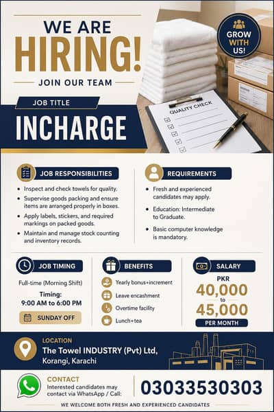 Incharge/ supervisor