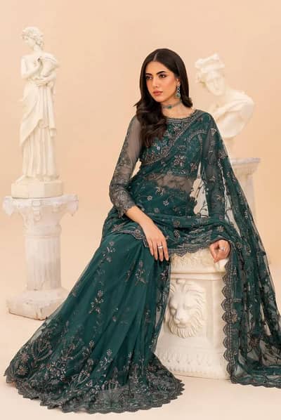 emerald elegance hand embellished net saree  Emerald Elegancd Net Sar
