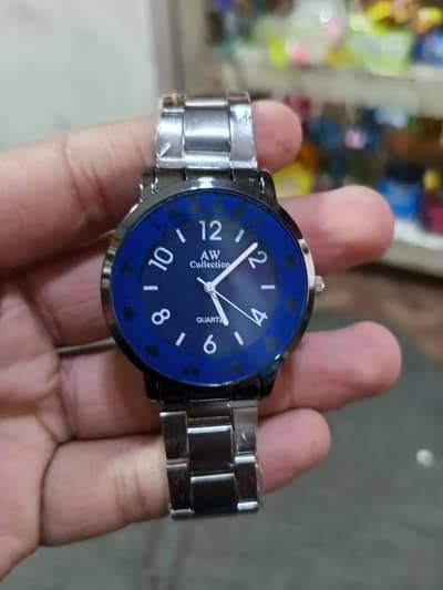 AW Collection Luxury Metallic Watch – Deep Blue Dial (Brand New)