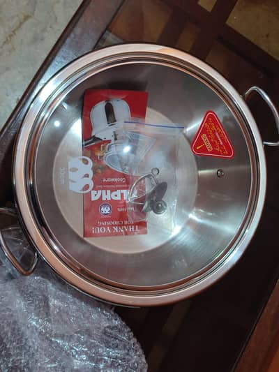 Alpha karahi 30cm stainless steel with glass lid