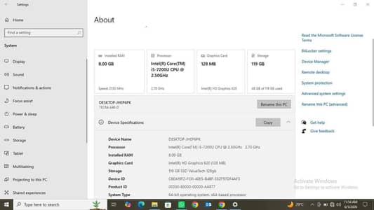 Toshiba Tecra Dynabook i5 7th generation 8gb rem ddr4 SSD  drive128 gb