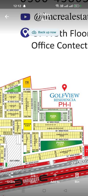10 Marla Plot For Sale In Golf View Residencia Phase 1 Bahria Town Lahore