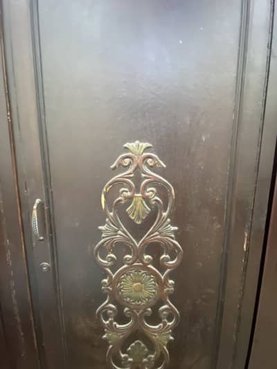 Dark brown color three door wardrobe