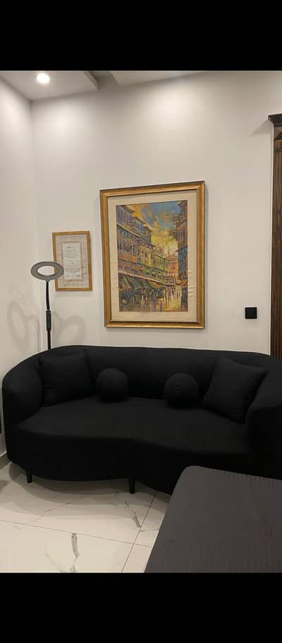 Black 3 seater boucle fabric sofa
