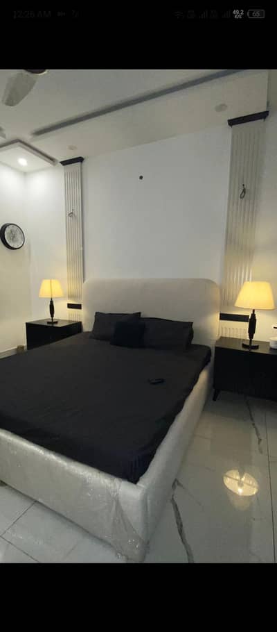 Off white boucle fabric king size bed