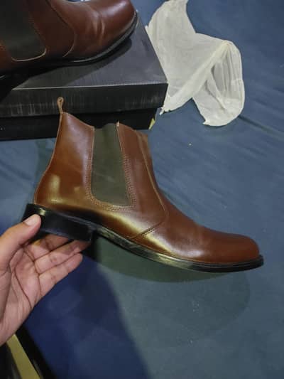 Brown Leather Chelsea Boots, Size 44