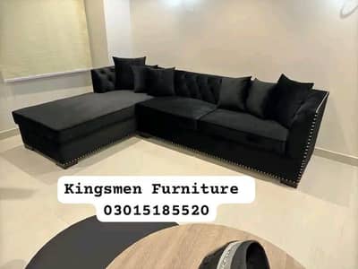 L Shape u corner sofa set chair and bed design