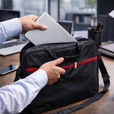 Durable 3-Compartment Laptop Bag – Office & Travel Use – Black Color