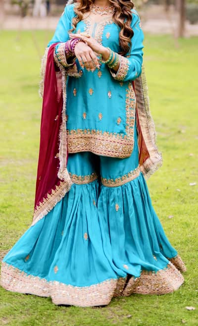 Mehndi Bridal Gharara Dress
