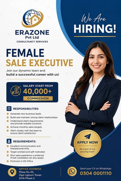 Female Jobs– office staff required