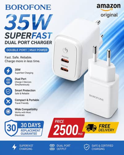 Borofone 35w dual type c port charger