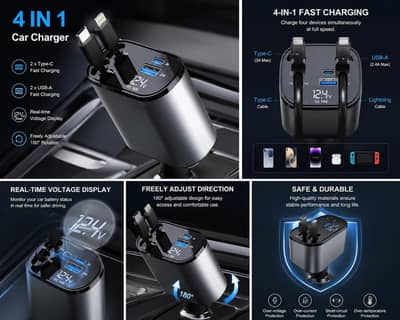 4-in-1 fast charging car charger: