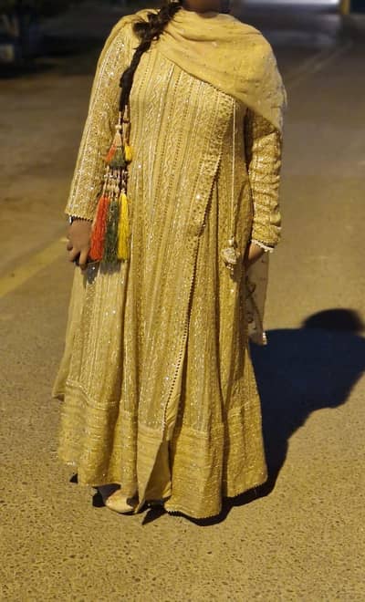 A decent  2ps golden dress by ayesha's closeit