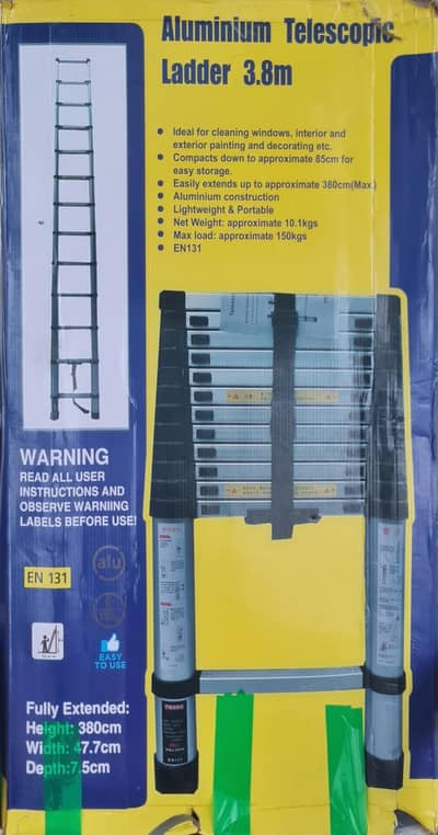 Aluminium Telescopic Ladder 3.8m, EN131, CE, certified.