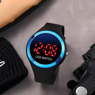 Sapishal LED Watch for boys Girls Black Silicone Casual sport