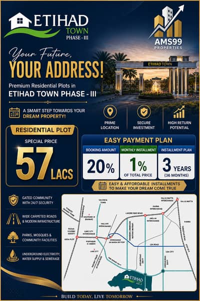 Own a 5 Marla Residential Plot in Etihad Town Phase 3 Hurry Up, Limited Inventory Available!