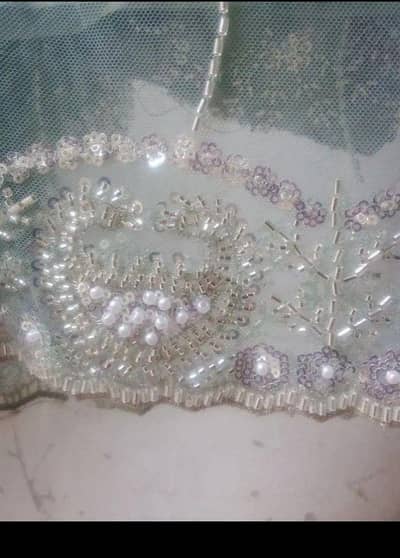 beautiful sequence and katdana work dress in pista color