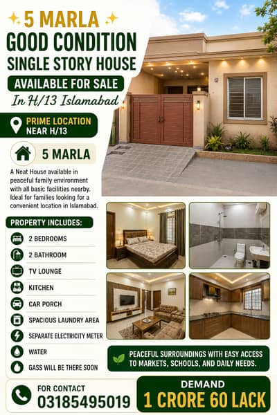 5 Marla Single Registry Story House For Sale Near Kashmir Highway
