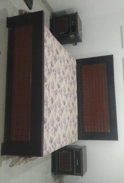 King Size Wooden bed with side tables