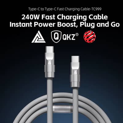 QKZ 1/1.5/2m Fast Charging Cable TC999 240W Type C To Type C Super Fla