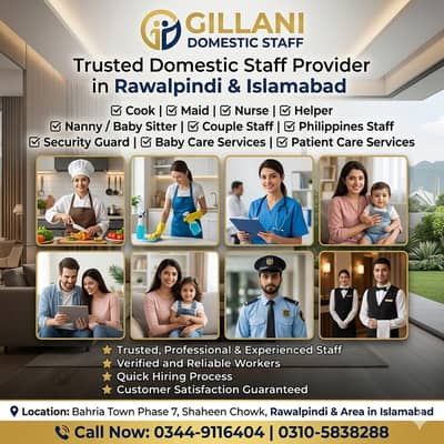 Home Maid, Cook, Patient Care & Baby Sitter Services | Bahria Town Ra