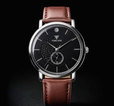 "Time One Men's Watch – Brown Leather Strap | Good Condition"