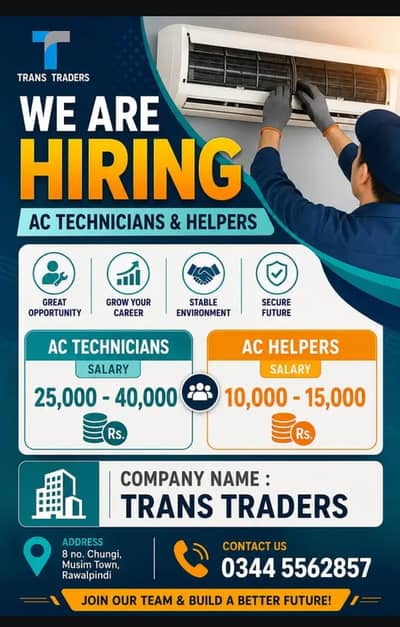 AC Technician & Helper Required in Rawalpindi | Urgent Hiring | Jobs