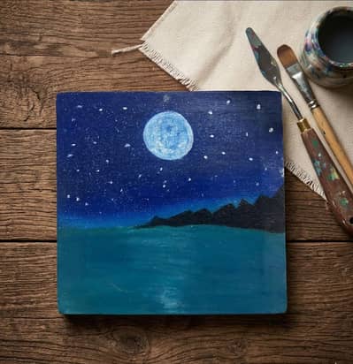 Beautiful Handmade Acrylic Moon Painting