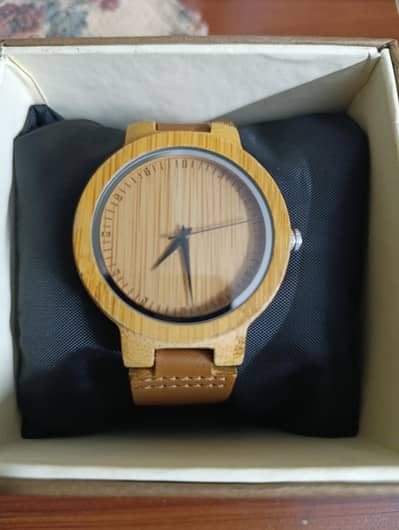 Bamboo Watch Mens with leather strap