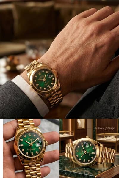 Luxury Business Style Watch | Gold & Green