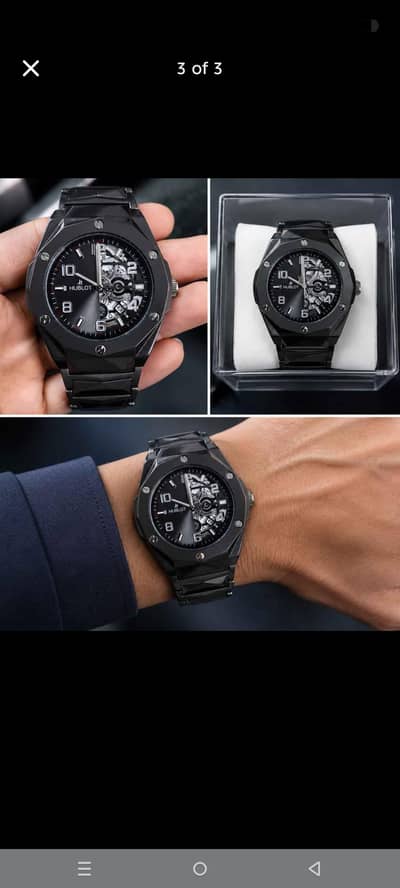 Luxury Black skeleton style watch for man