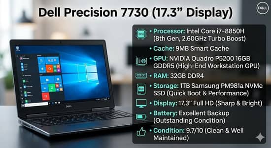 Dell Precision 7730 | 16Gb Graphic Card | 8th Gen workstation