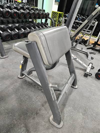 Barbell Squats/Hoist bench press/Commercial Preacher Curl Bench
