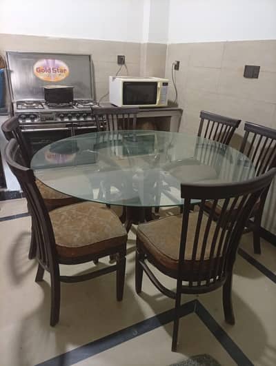 dining table with 6 chairs, sheesha top
