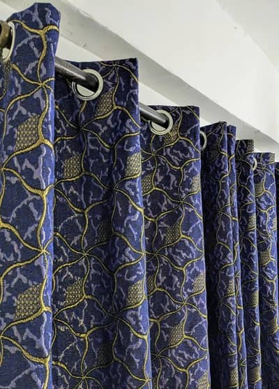 Blue jacquard curtains 96"length 56" width Pakistan