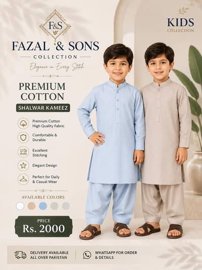 Kids Premium Cotton Shalwar Kameez | Ages 4–14 Years