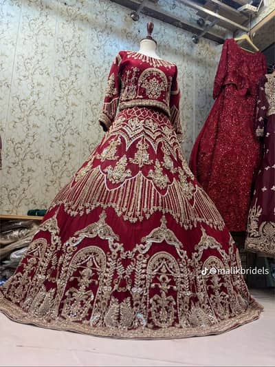 Luxury Maroon Bridal Lehnga – Heavy Hand Embroidery – Urgent Sale