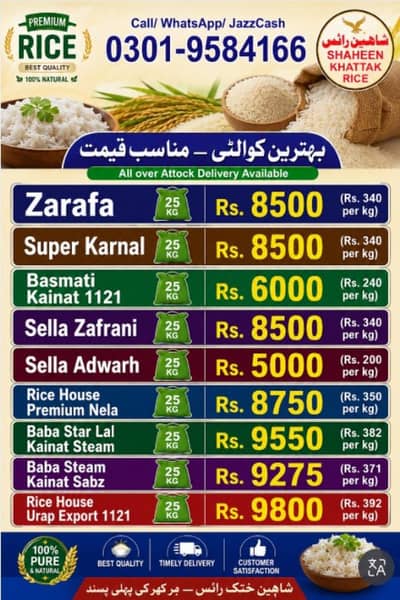 Rice Whole sale rate par dastyab hy