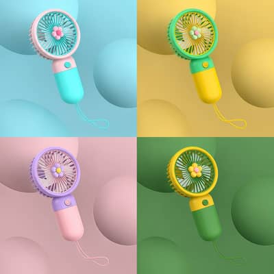 Portable Mini Rechargeable Fan with Desktop Stand, USB Charging Cable
